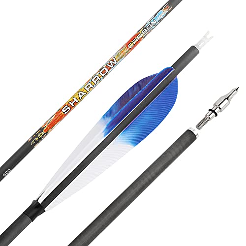 wolfman 30 Inch Archery Pure Carbon Arrows Spine 250-600 Hunting Arrow Compound Arrow Recurve Arrow with 5" Nature Feather Target Arrow for Recurve Bow Compound Bow (SP250, Blue) - Image 5