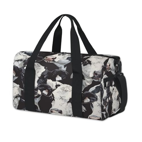Cute Cows Travel Duffel Bag for Women and Men, Farm Cow Sport Tote Gym Bag Carry on Weekender Overnight Bags