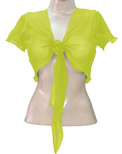 Image of Indian Trendy Women's Chiffon Short Sleeve Tie Top Choli Blouse Belly Dance Gypsy Tie Front Cardigan Tops