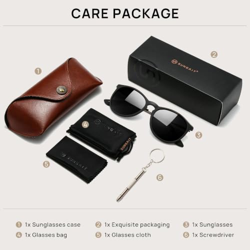 Image of SUNGAIT Premium Vintage Round Sunglasses for Women Men Classic Retro Style