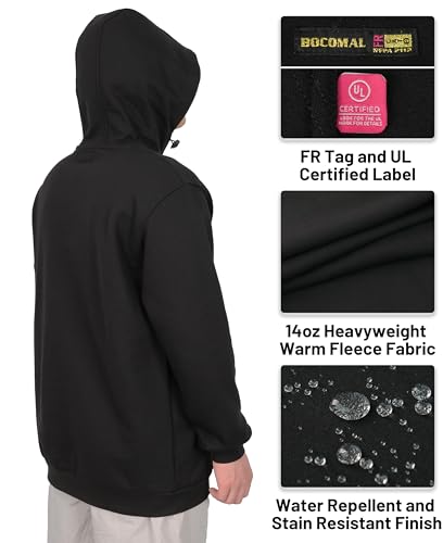 BOCOMAL FR Hoodies Pullover 14oz Heavyweight Cotton Fleece Flame Resistant Hooded Sweatshirts NFPA21123