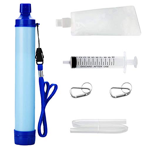 AlfaView Filtre Eau Personnel 2000L Système de Filtration d'eau Élimine 99,9% des Bactéries Filtre à 0,01 Microns Paille Eau Potable pour Randonnée Voyage Backpacking Camping Survie (1 Pack)