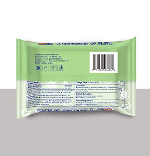 Germisept Advanced 75% Alcohol Antiseptic Hand Sanitizer Multipurpose Wipes (50 Count X 24 Packs = [ 1200 Wipes ]) #TOP2