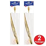 Beistle Metallic Spray Centerpieces - 2-Pack Elegant Gold Table Decorations with Clear Base, Shimmering Foil Sprays for New Year’s Eve, Hollywood Awards Night, Graduation and Celebration Events, 19” - Image 3