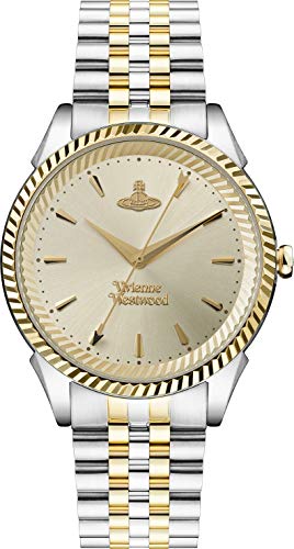 Vivienne Westwood Damen Quartz Armbanduhr, 38.00mm GehäusegröÃŸe mit Gold analog Zifferblatt und Two-Tone Gold Metallarmband Armband VV240CPSG