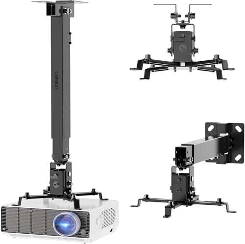 Image of CAPRIGO Heavy Duty 1 Feet to 2 Feet (12 Inch to 24 Inch) Adjustable Projector Ceiling Mount Stand, Universal Projector Wall Mounting Bracket Kit with Swivel, Tilt & Height Adjustments (B447)