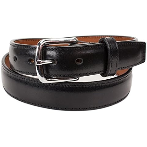 Handmade Italian Leather Dress Belt (Size 36, Black) Cover
