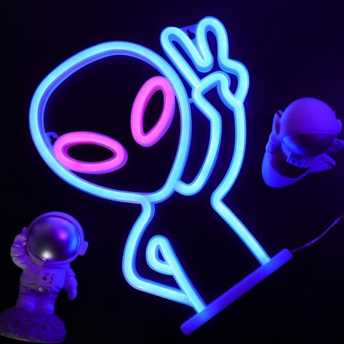 ENUOLI Alien Neon Sign,Led Neon Signs for Wall Decor Man Cave Game Room Neon Decor USB Powered Alien Neon for Beer Bar Pub Man Cave Party Wedding Birthday Gifts (Pink&Blue) - Image 4
