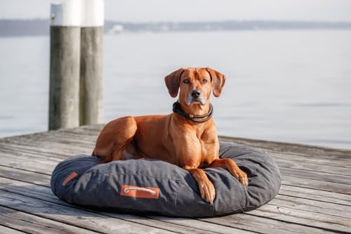TRIXIE Hundekissen BE Nordic Föhr 120x85 cm in schwarz – bequemes Hundebett für große & sehr große Hunde - ovale Hundecouch mit praktischem Tragegriff - weich & waschbar – 37478