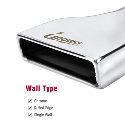 Exhaust Tip 2.5" Inlet 2" X 6" Outlet 10" Long Rolled Rectangle Stainless Steel Exhaust Tailpipe Tips Mirror Polished Weld-On #TOP4