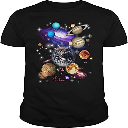 Men T-Shirt Solar System Planets T-Shirt Cool Men T-Shirt Tees Top Black XXL