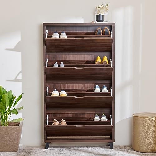 Image of Home Centre Engineered Wood Roger 20 Pair Shoe Rack - Brown, 1196 X 400 X 1050 MM