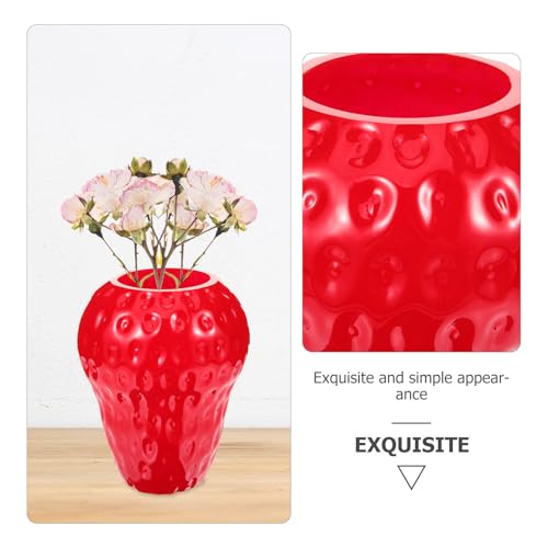 Vase en verre rouge design fraise elegant pour centre de table - 4