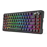 Redragon K724 PRO Wireless Gasket Gaming Keyboard w/Hype Screen & Knob, 81-Key Mechanical Keyboard, Easy-Control 1.14’’ TFT Info Display, 5-Layer Noise Dampening, Custom Linear Switch