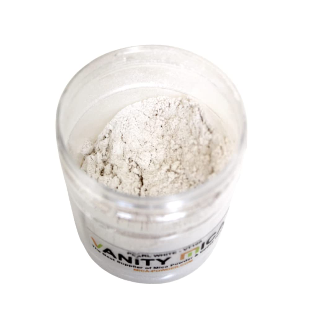 White Mica Powder- Supreme White Pearl White (100g) Glitter Mica Powder for soap making 3.5 Oz Nail art Epoxy Resin Art Coaster making Jewellery making Mica powder (Pearl White)
