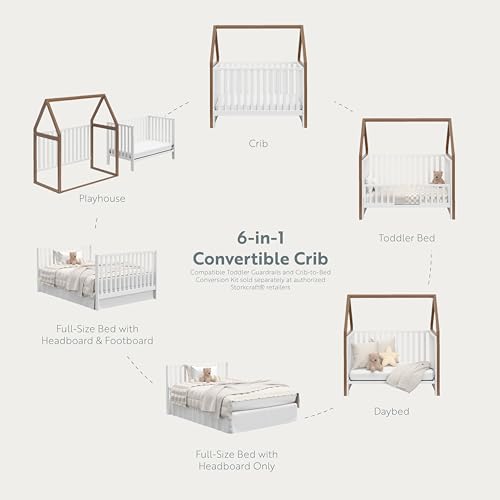 image for Storkcraft Orchard 6-in-1 Convertible Crib (Hazelnut with White) – G