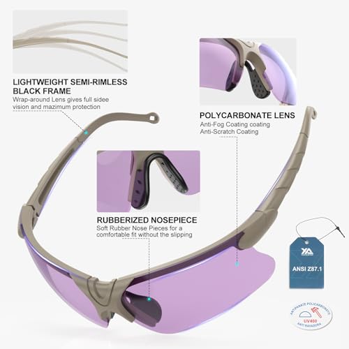 Image of Shooting Glasses with Case-Safety Glasses Anti Fog | Z87.1 Certificated Impact Resistance Safety Glasses for Hunting Shooting Sports