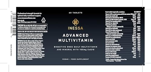 Inessa Multivitamin with CoQ10 100mg, Vitamin D3 2000 IU, K2 100mcg, B Complex, Vitamins A 800mcg, Folic Acid as 5-MTHF 400mcg, Zinc 20mg and Lutein - Image 6