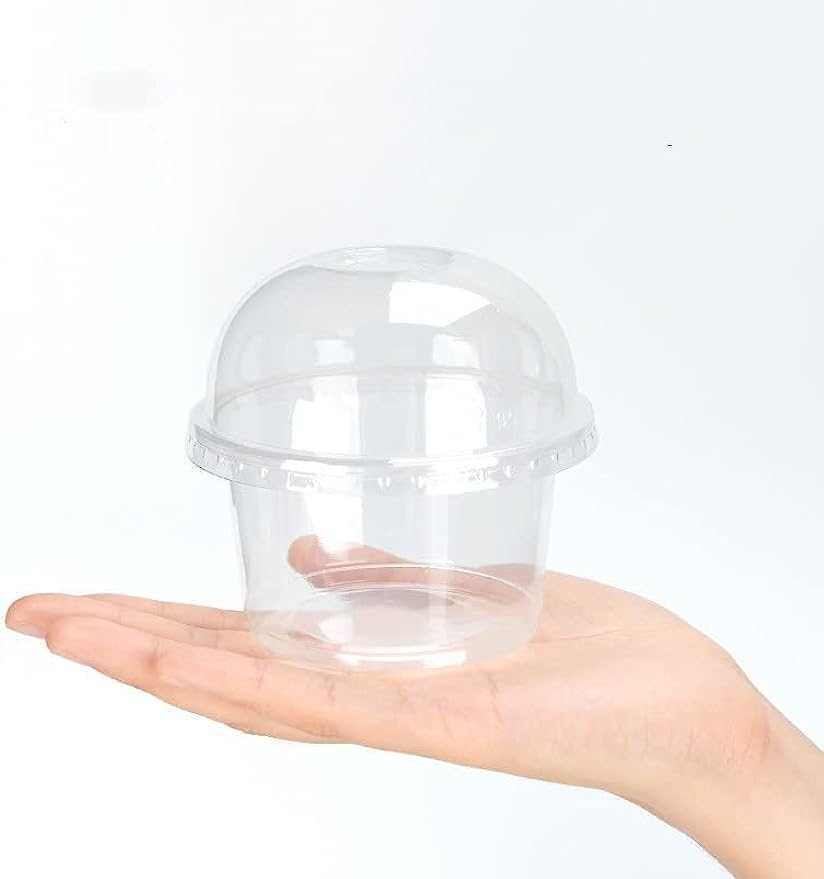 Amazon.co.jp: 100個クリアプラスチック蓋 蓋付き使い捨てデザート