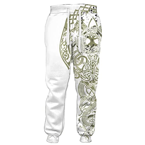 Pantalon de survêtement hip hop imprimé viking 3D oversize