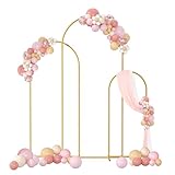 Makamsui Juego de 3 soportes de arco de metal para telón de fondo, marco de arco de boda, marco de arco de boda, tubo cuadrado, soporte de arco de globos para ceremonia, baby shower, fiesta de