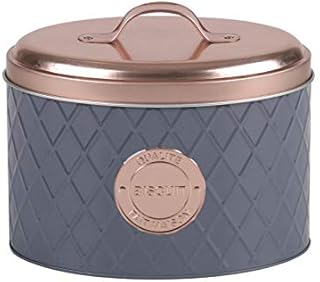 Grey & Copper Airtight Storage Bread Biscuit Pasta Coffee Sugar Canister Barrel Tin Large Serving Tray (Pasta Tin)