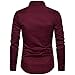 VANCOOG Men's Solid Designer Cotton Casual Long Sleeve Interview Dress Shirt-Wine Red with Pocket-M