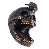 Housoutil halloween dekoration halloween Schädel Schmucktablett Schädel Schmuckablage Skelett Schädelverzierung Figur Halloween-Herzstück Halloween-Party- Harz Black