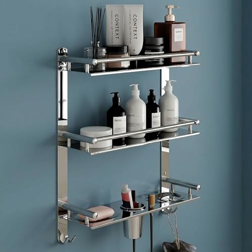 Gloxy Premium Stainless Steel Bathroom Shelf - 3 Tier Chrome Fini...