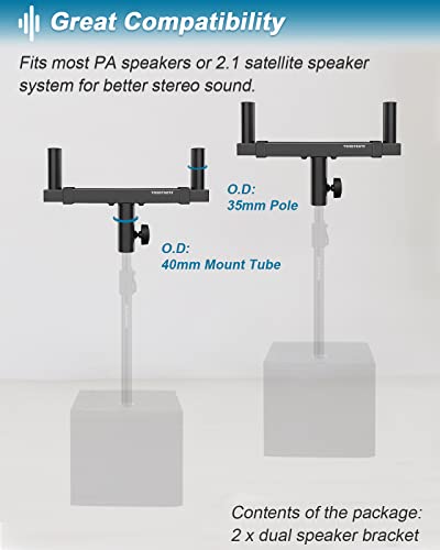 Vondynote Set Of 2 Dual Speaker Mount Bar Mounting Fork Bracket Speaker Pole Width Adjustable #TOP2
