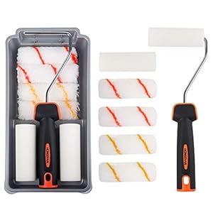 Verfroller 4 Inch, JatilEr Verfroller Set Decoreren Gereedschap Roller Sets voor Schilderen Verf Roller Sleeve Roller Set Plafond Roller, met Verflade en Verf Roller Frame voor Verfmuren