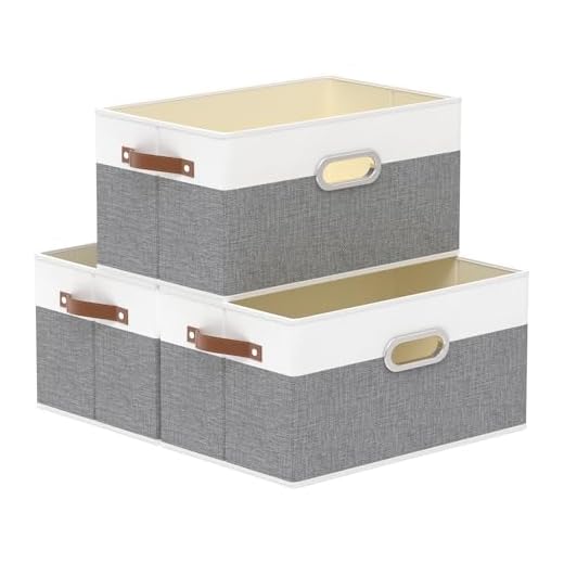 Yawinhe 3 PCS Cajas de almacenaje, Cubos de almacenaje sin tapa, Cajas de Almacenamiento Plegables, Ropa (38x25x21cm, Gris/Blanco)