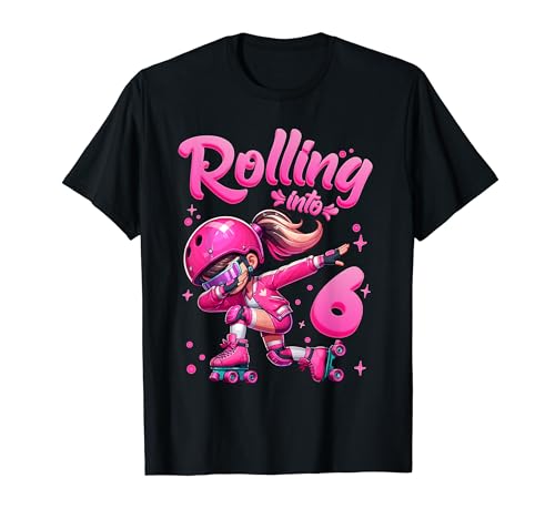Roller Skating Girl Birthday Kids 6th Birthday Party tee Maglietta