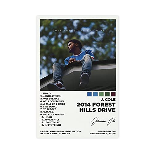 ORROBI Poster J Cole 2014 Forest Hills Drive - Impression sur toile - Décoration murale pour salon, chambre à coucher - Style sans cadre - 30 x 45 cm