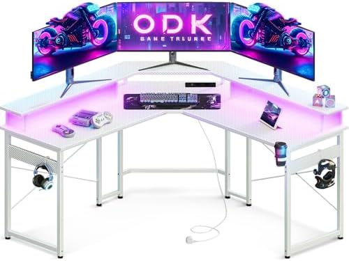 ODK Mesa de Gaming con LED, Es...