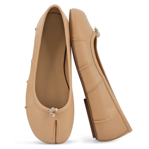 Image of VBDB Tabi Ballet Flats for Women Dressy Casual Shoes Split Toe Wide Flats Light Weight Japanese Shoes