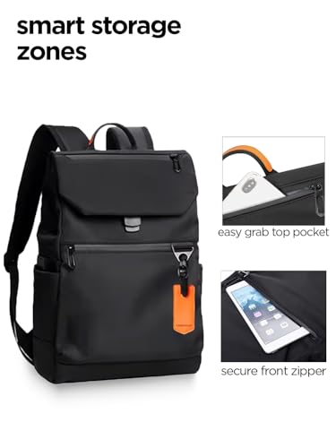 Image of Nu Republic Triphop Backpack for Men Women Office Casual 18-inch Laptop Bag Water-Resistant Multi-Pockets Sleek Smart College Backpack with Dual USB Port (Black)