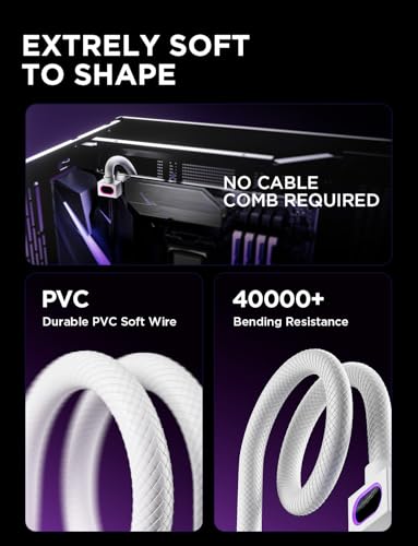 Image of AsiaHorse Hydrus-8PIN CPU PSU Extension Cable ARGB Light, Copper Wire Motherboard Power Extension Cable Integrated Minimalist Design, 2000W Power (Whole Set), PC Power Cord for CPU Cable Management
