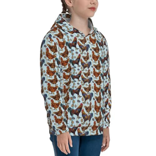 Beautiful Color Rooster Kids Pullover Hoodies Boys Sweatshirts Girls Athletic Clothes with Pocket3
