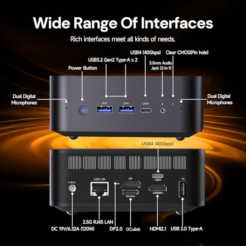 Image of Reatan X7 Gaming Mini PC AMD Ryzen 7 255 (Upgraded 8745HS), 48GB 5600MHz DDR5 2TB Pice 4.0 SSD, OCuLink, Built-in Speakers, USB4 /HDMI 2.1 /DP 8K, Wi-Fi7,2.5G LAN, Mini Desktop Computer, Radeon 780M
