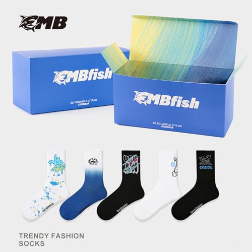 Novelty Socks Super Value 5 Pairs Set for Men & Boys - Sporty Mid Calf Socks - Casual Cotton Gradient3