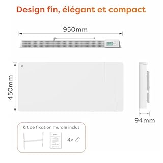 CIARRA Radiateur Inertie Céramique 2000W -WiFi -Film Chauffant - Chauffage Ultra-Rapide pour Grands Espaces (15-30 m²)- CBHTD20A-W