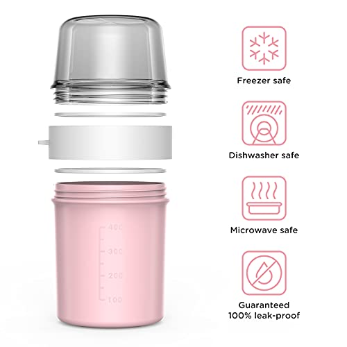 Foto von Jim's Store Müslibecher to Go Becher, 560ml+310ml Auslaufsichere Joghurtbecher für Unterwegs-Morandi pink