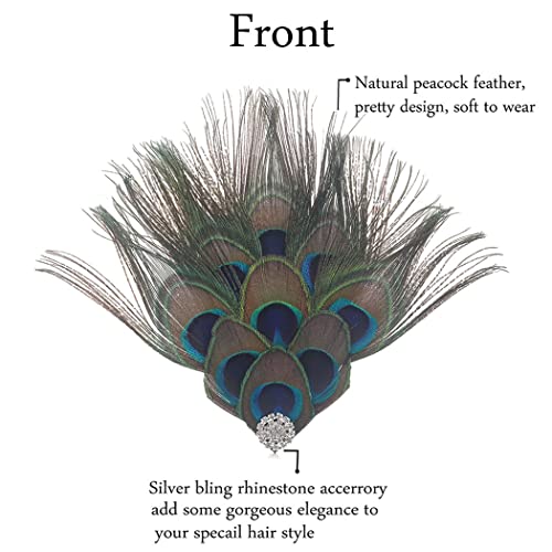 Aukmla Peacock Feather Headband Green 1920S Flapper Headpiece Rhinestones Costume Headdress Hair Accessories For Women And Girls #TOP4