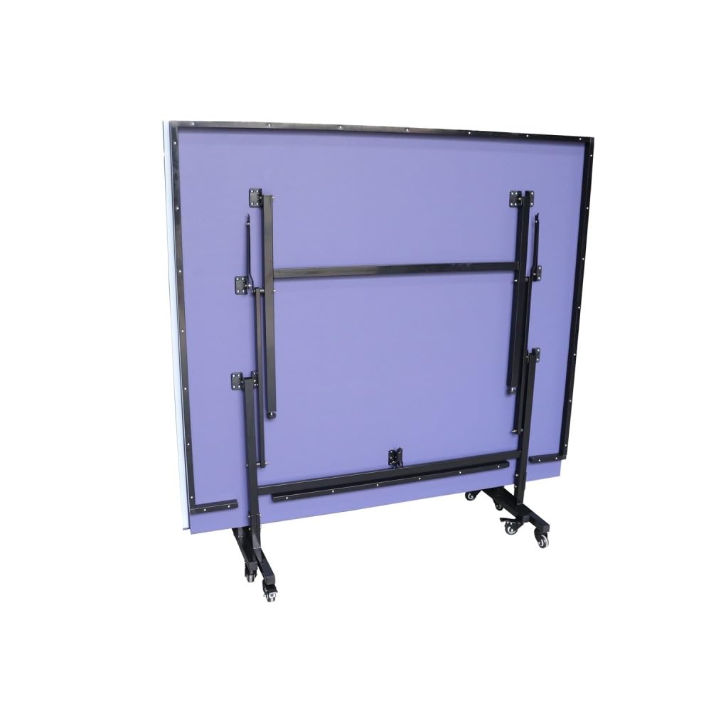 Table de ping-Pong d'intérieur Professionnelle Techfit - Pliante d'intérieur avec Inclinaison unilatérale, Cadre en métal Noir, Filet de 180 cm, roti en Silicone avec Freins, 274x152. 5x76cm