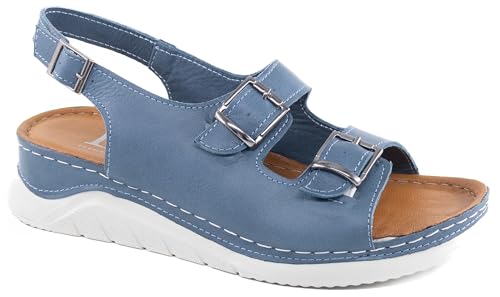 Sandales en cuir véritable Lusco doubles boucles haut de gamme