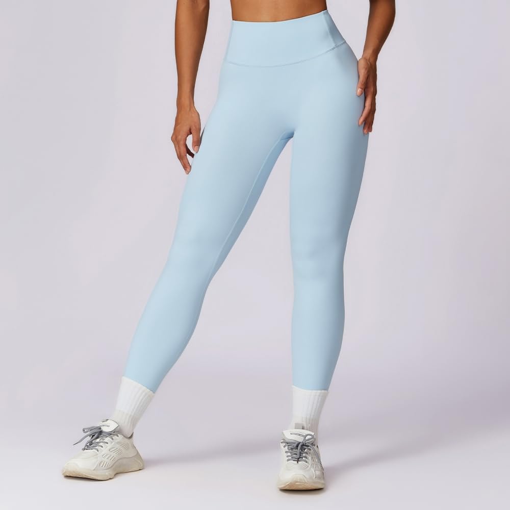 DYRBF Leggings da donna a vita alta per yoga, tinta unita, in nylon spandex, ad alta elasticità, traspiranti, controllo della pancia, allenamento, corsa, palestra, ciclismo, danza
