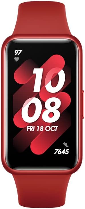 HUAWEI Band 7 Smartwatch Health and Fitness Tracker, Slim bezel less screen, 96 Workout Modes/Flame Red, 55029047, Small