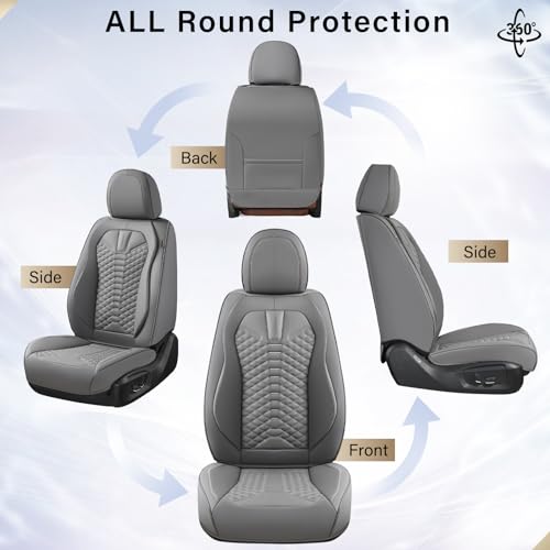 Image of Coverado Car Seat Covers, Front Seat Cover, 2 Pack Waterproof Nappa Leather Seat Covers for Cars, Car Seat Protectors, Driver Seat Cover, Automotive Seat Covers Universal Fit for Most Cars, Gray