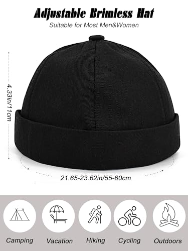 Image of 4 Pcs Brimless Hat Docker Cap No Brim Hats Skull Caps Rolled Cuff Beanie Hip Hop Hats with Buckle for Men